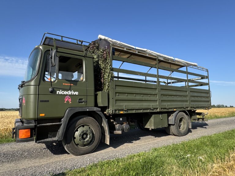 Studentervogn fra Nicedrive, model ‘Stripperstangen’, klar til studenterkørsel til en billig pris, ideel til festlig transport af studenter på en solrig dag